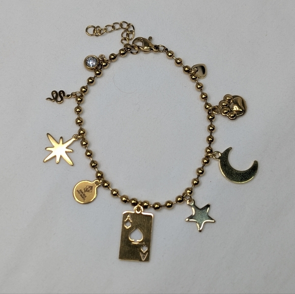 Charm Bracelet - Artisan - Gold Plated Hypoallergenic Stainless Steel D047 - Picture 4 of 10